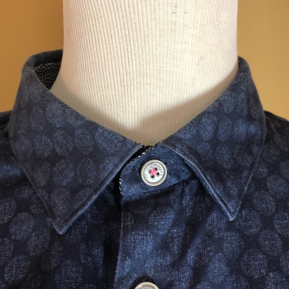 TED BAKER Size 5 XL Button Front Blue Medallion Print Shirt 100% COTTON LuxeSoft - Picture 14 of 16